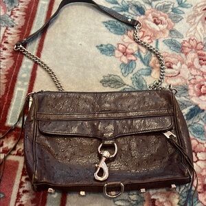 Rebecca Minkoff Brown Leather Shoulder Bag with Chain Strap
